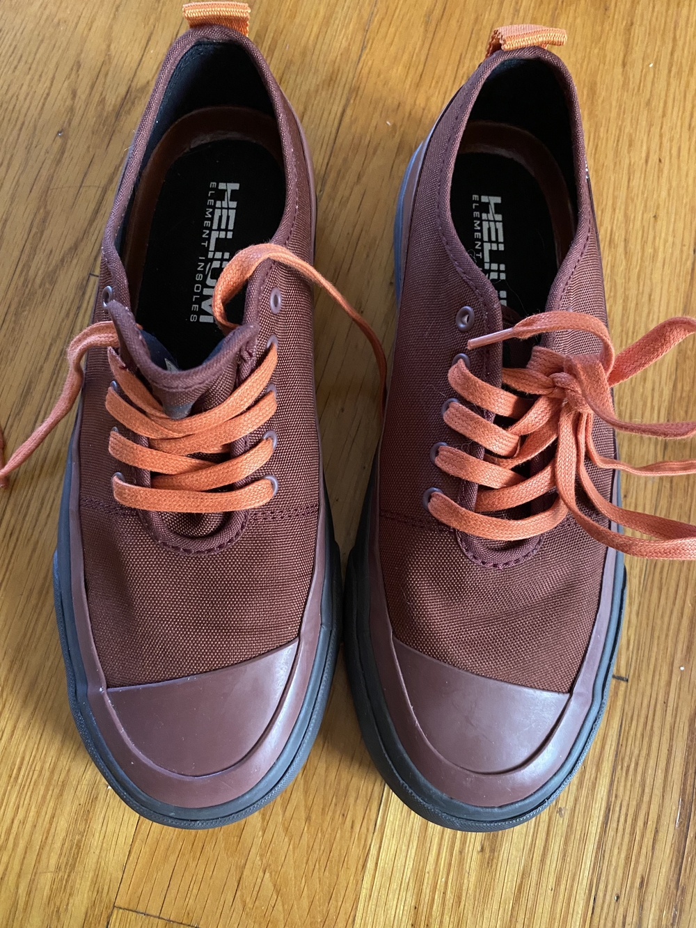 Helium Burgundy Canvas Sneakers with Orange Laces